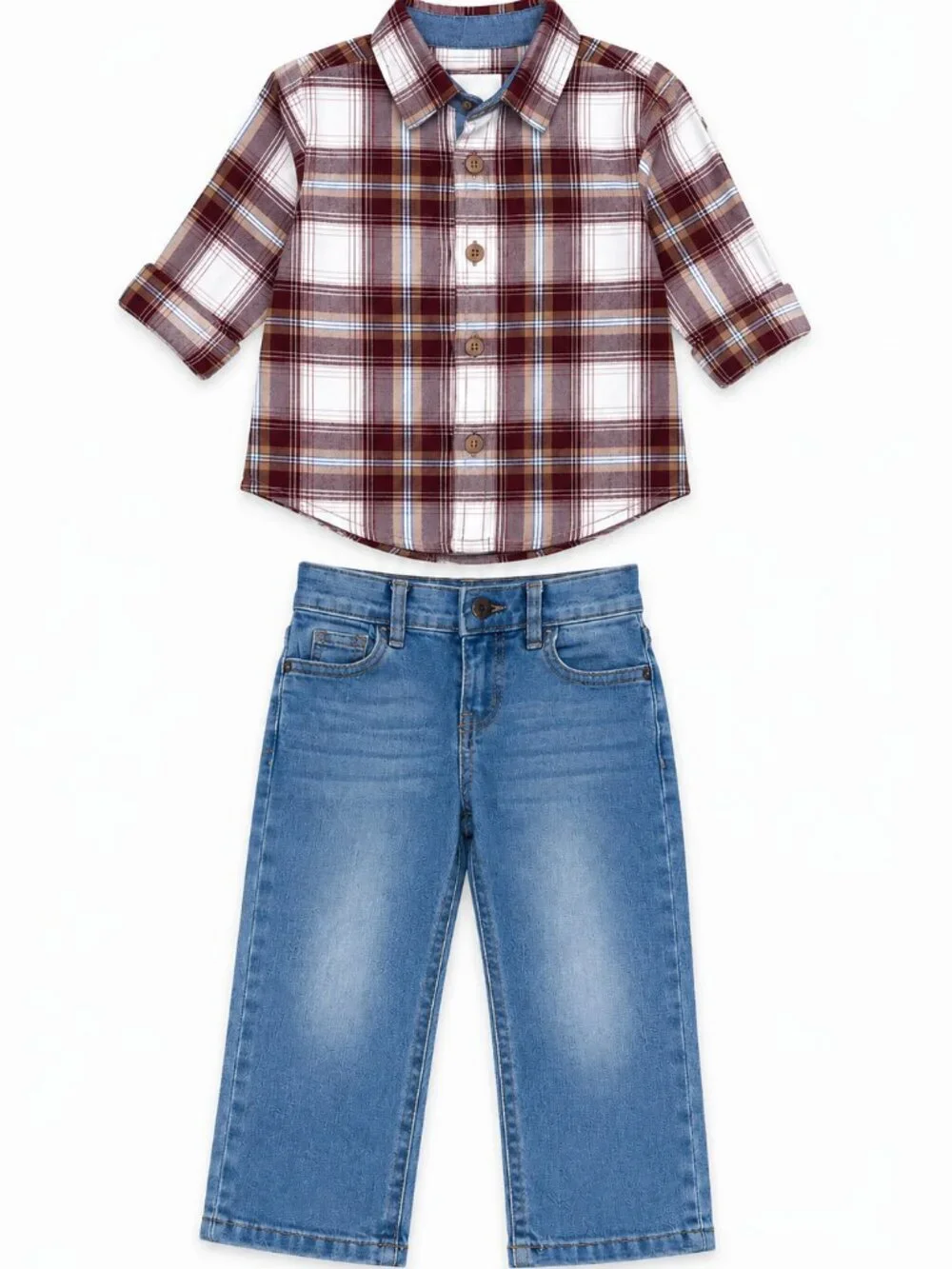 NWT OshKosh B'gosh Toddler Boy Outfit Set 18 Months Plaid Shirt Jeans Fall